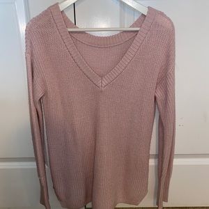 Garage pink oversized v-neck knit sweater